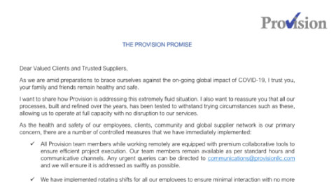 COVID-19 Message from CEO